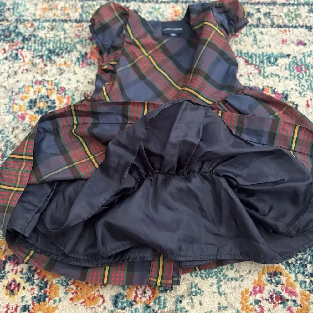 Ralph Lauren Dress Holiday Tartan Plaid Ruffle Baby Girl Size 18M
